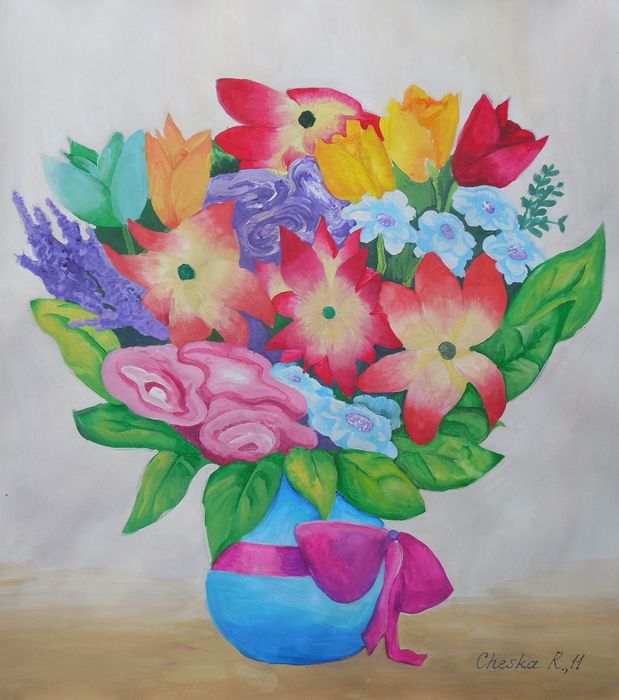 Art Studio PALETTE. Cheska O.Retita Picture.  Tempera Plants Flowers Flowers Lover