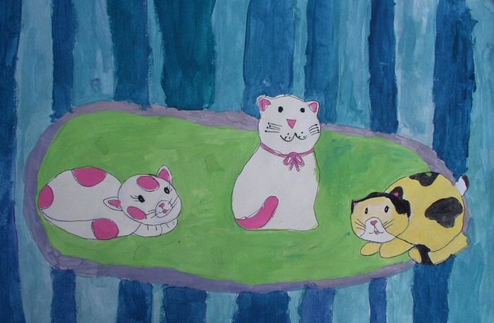 Art Studio PALETTE. Sara Milosovic Picture.  Tempera Animals Cats 