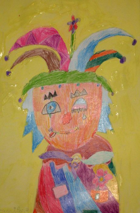 Art Studio PALETTE. Jennifer Tkach Picture.  Coloured Pencil Fantasy Clown 
