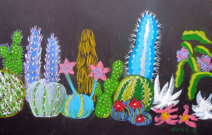Art Studio PALETTE. Viktoria Silina Picture.  Pastel Plants Cacti 