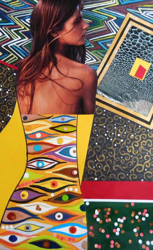 Art Studio PALETTE. Aleksandra Nikulina Picture. Cardboard Mixed Media Inspired by Klimt 