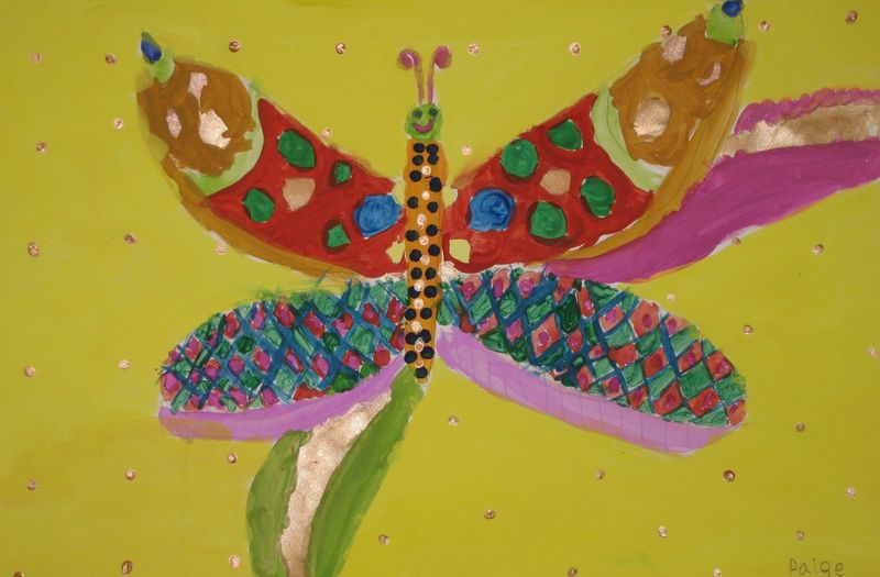 Art Studio PALETTE. Paige Brandly Picture.  Tempera Animals Butterfly 