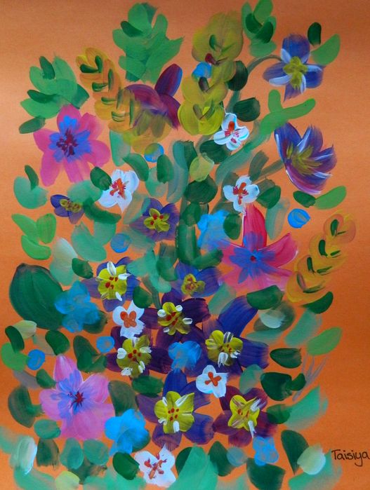 Art Studio PALETTE. Taisiya Rybakova Picture.  Tempera Plants Flowers 
