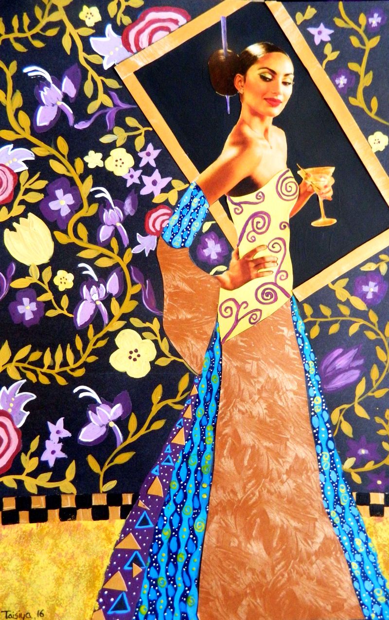 Art Studio PALETTE. Taisiya Rybakova Picture.  Mixed Media Inspired by Klimt По Мотивам Густава Климта