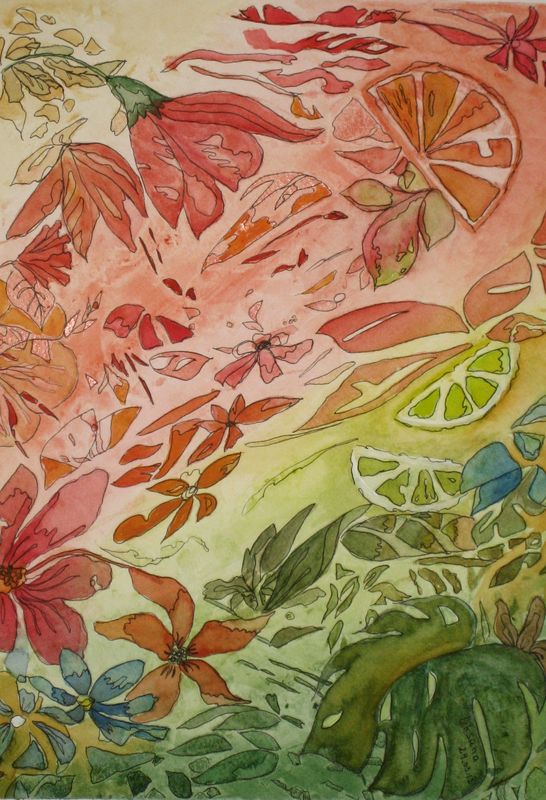 Art Studio PALETTE. Oksana Latynina Picture.  Watercolour, Ink Plants Flowers 