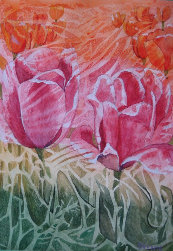 Art Studio PALETTE. Oksana Latynina Picture. Fine Art Paper Watercolour Plants Flowers 