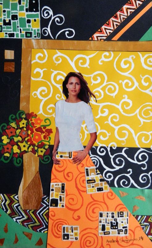Art Studio PALETTE. Anastasiia Sergeyenko Picture. Board Mixed Media Inspired by Klimt Remember of Klimt