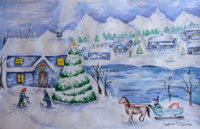 Art Studio PALETTE. Anastasiia Sergeyenko Picture.   Holidays Christmas 