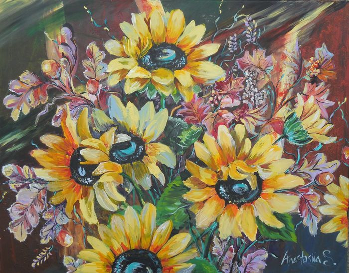 Art Studio PALETTE. Anastasiia Sergeyenko Picture.  Acrylic Plants Flowers 