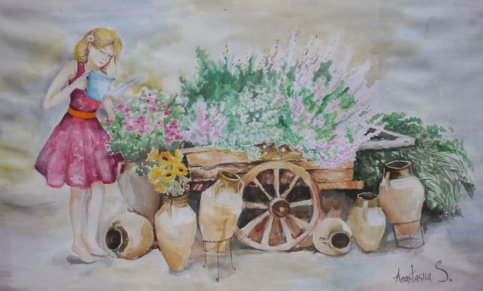 Art Studio PALETTE. Anastasiia Sergeyenko Picture.  Watercolour People Activities 