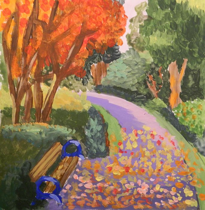 Art Studio PALETTE. Daniella  Pashuk Picture.  Tempera Landscape Fall Осенний Парк