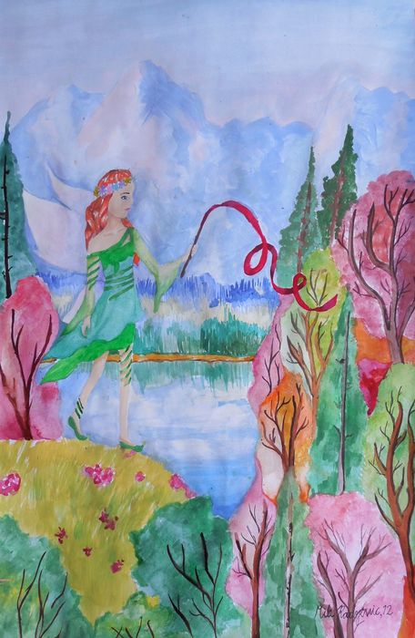 Art Studio PALETTE. Mila Radojevic Picture.  Watercolour Fantasy Fairy Tail 