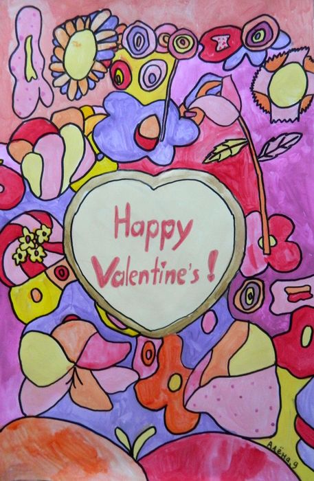 Art Studio PALETTE. Alyona Glazyrina Picture.  Marker, Tempera Holidays Valentine Happy Valentine's!