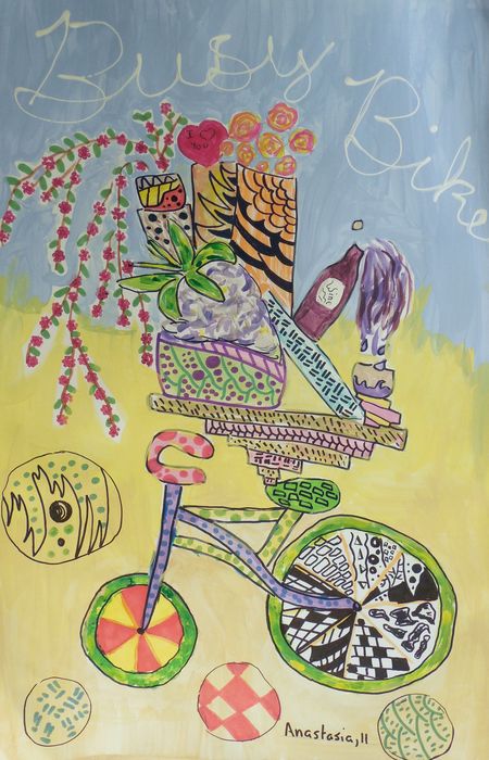 Art Studio PALETTE. Anastasia Nistor Picture.  Marker, Tempera Design Bicycle 