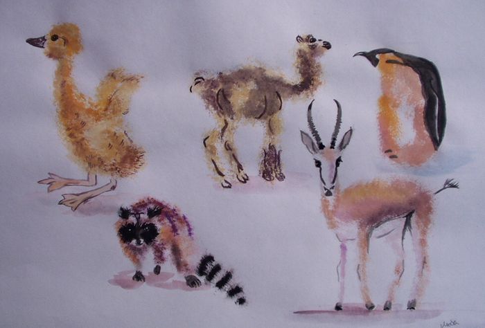 Art Studio PALETTE. Luba Karamisheva Picture.  Watercolour Animals Mix 