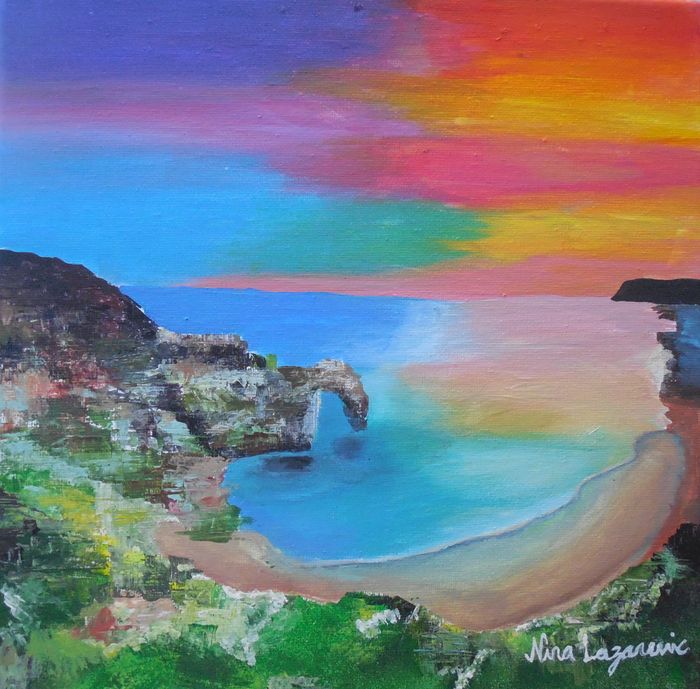 Art Studio PALETTE. Nina Lazarevic Picture. Canvas Acrylic Landscape Seascape 