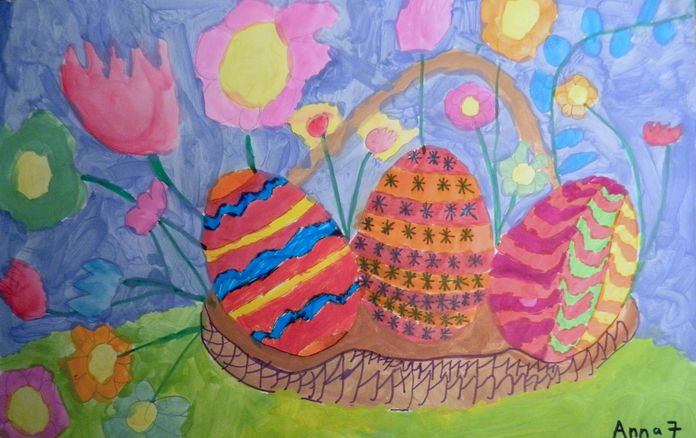 Art Studio PALETTE. Anna Yamaleev Picture.  Marker, Tempera Holidays Easter 