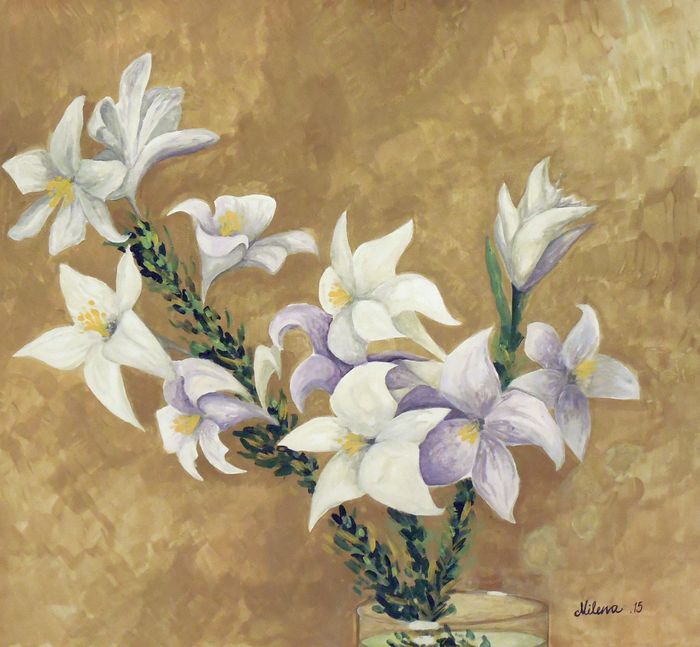 Art Studio PALETTE. Milena Markovich Picture.  Tempera Plants Flowers 