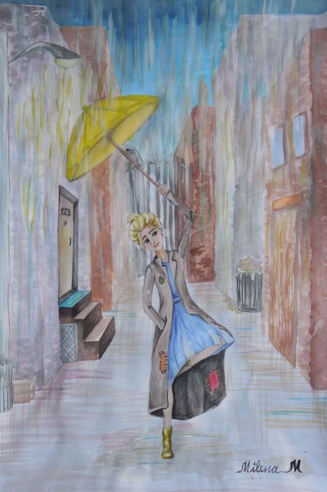 Art Studio PALETTE. Milena Markovich Picture.  Watercolour Design Umbrellas 