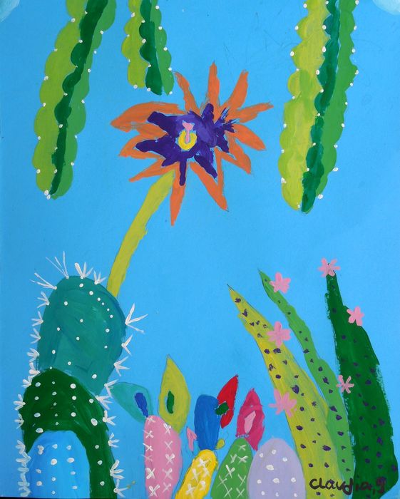 Art Studio PALETTE. Claudia Kochergin Picture.  Tempera Plants Cacti 