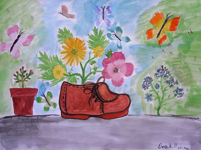 Art Studio PALETTE. Eva Kapytskaya Picture.  Watercolour Plants Garden 