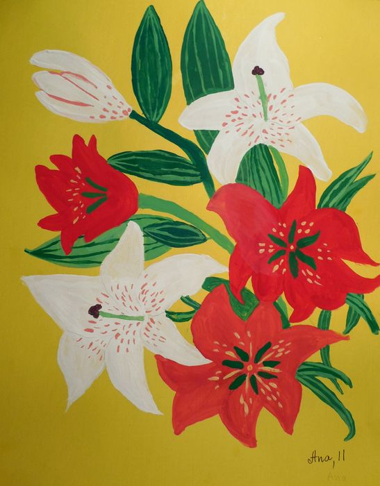 Art Studio PALETTE. Ana Visnjic Picture.  Tempera Plants Flowers 