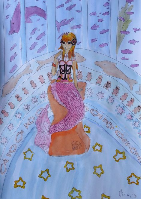 Art Studio PALETTE. Olivia Davidson Picture.  Watercolour, Ink Fantasy Mermaid 