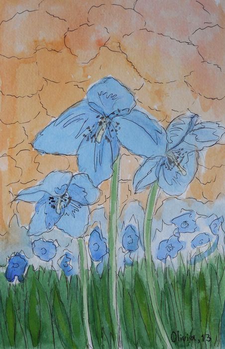 Art Studio PALETTE. Olivia Davidson Picture.  Watercolour, Ink Plants Flowers 