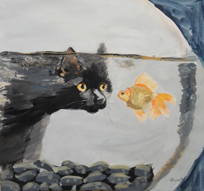 Art Studio PALETTE. Olivia Davidson Picture.  Tempera Animals Cats 