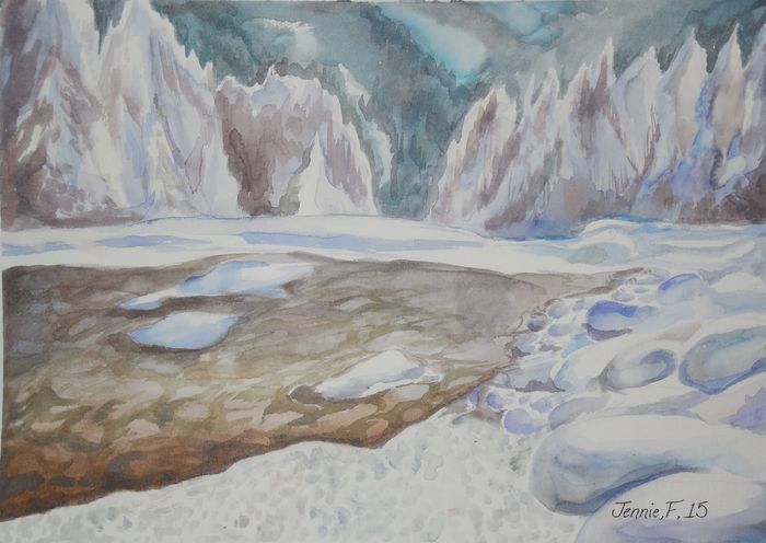 Art Studio PALETTE. Jennie Fang Picture.  Watercolour Landscape Winter 