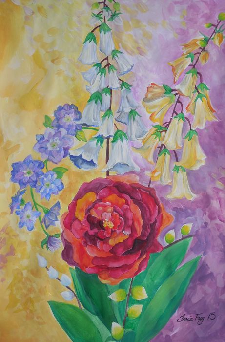 Art Studio PALETTE. Jennie Fang Picture.  Tempera Plants Flowers 