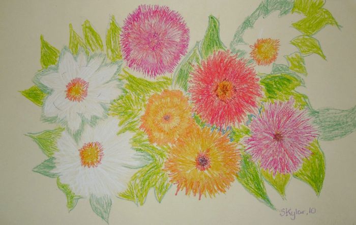 Art Studio PALETTE. Skylar Langille Picture.  Oil Pastel Plants Flowers 