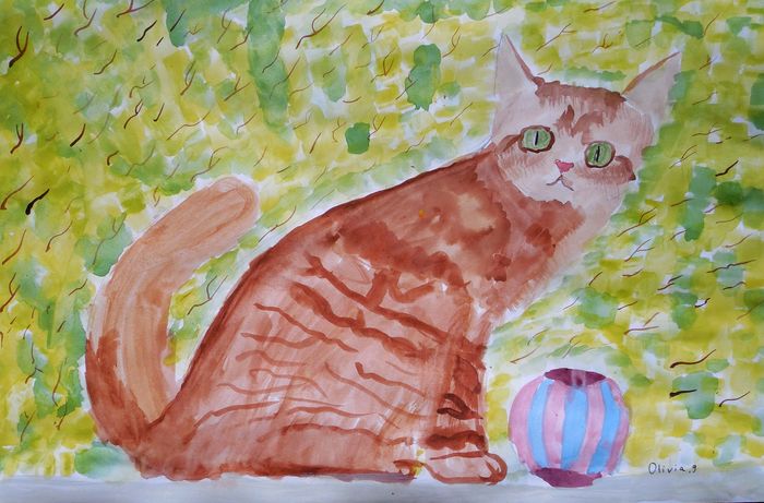 Art Studio PALETTE. Olivia Matvejeva Picture.  Watercolour Animals Cats 