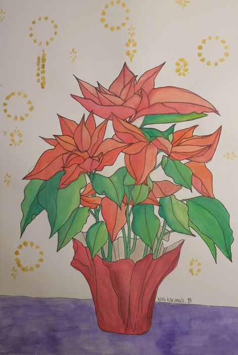 Art Studio PALETTE. Niki Karimali Picture.  Watercolour, Ink Plants Leaves 