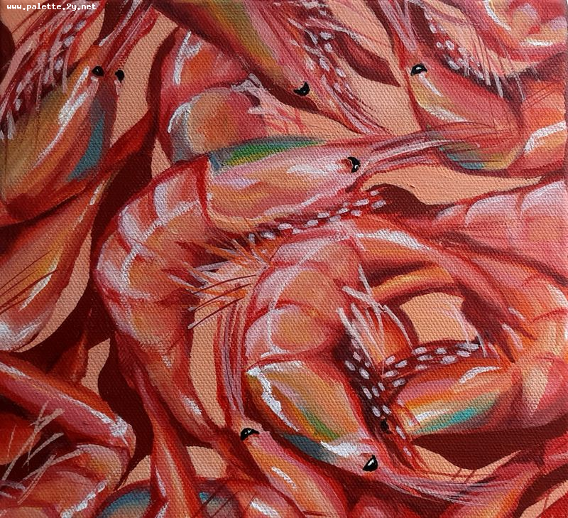 Art Studio PALETTE. Niki Karimali Picture. Canvas Acrylic Animals Fish 