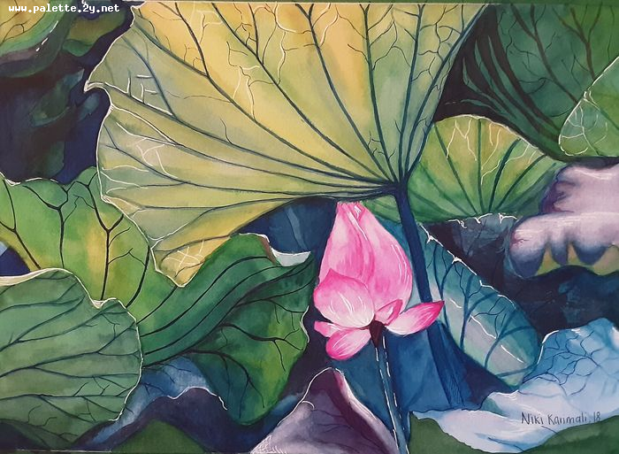 Art Studio PALETTE. Niki Karimali Picture.  Tempera Plants Flowers 