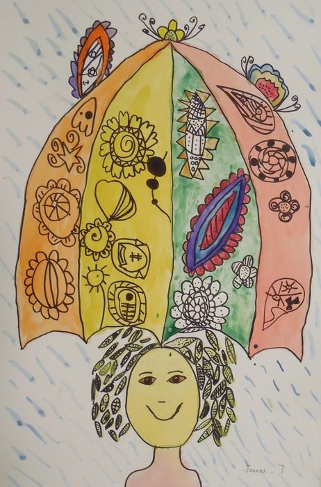 Art Studio PALETTE. Joanna Cai Picture.  Watercolour, Ink Design Umbrellas 
