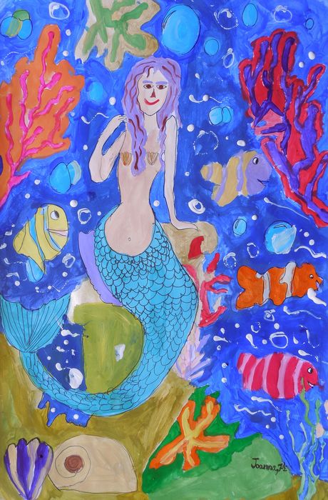 Art Studio PALETTE. Joanna Cai Picture.  Marker, Tempera Fantasy Mermaid 