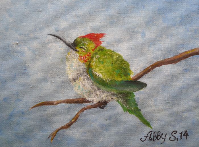 Art Studio PALETTE. Abby Soboleva Picture. Canvas Acrylic Animals Birds 