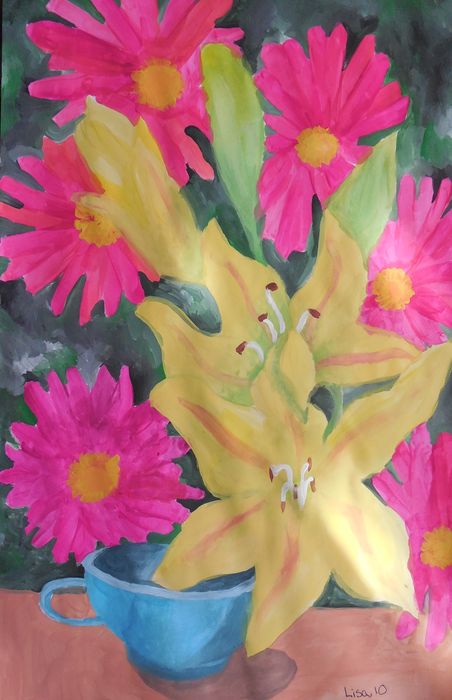 Art Studio PALETTE. Lisa Lei Picture.  Tempera Plants Flowers 