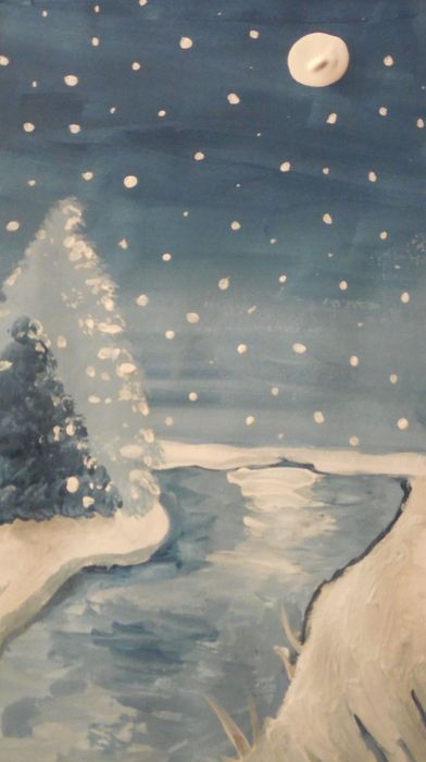 Art Studio PALETTE. Valeria Barbaneagra Picture. Greeting Card  Landscape Winter 