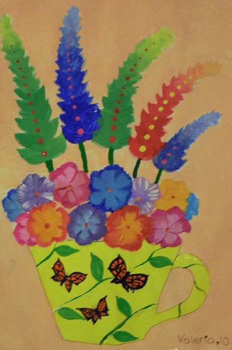 Art Studio PALETTE. Valeria Barbaneagra Picture.  Tempera Plants Flowers 