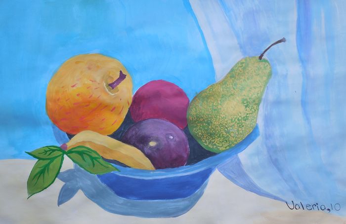 Art Studio PALETTE. Valeria Barbaneagra Picture.  Tempera Still Life Fruits & Vegi 