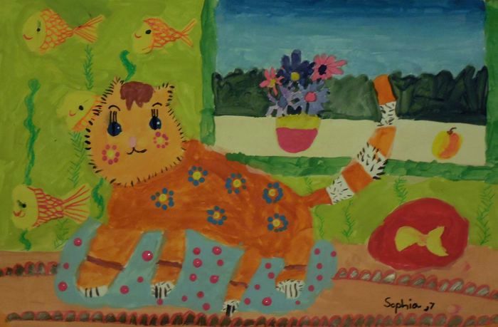 Art Studio PALETTE. Sophia Moore Picture.  Tempera Dec. Art Cats 