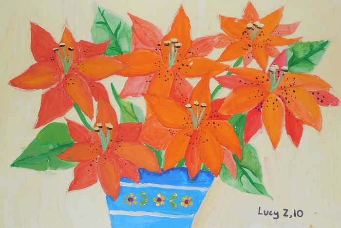 Art Studio PALETTE. Lucy Zhang Picture.  Tempera Plants Flowers 