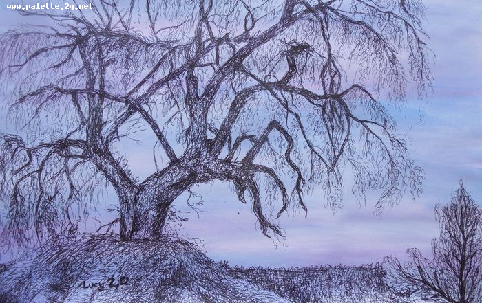Art Studio PALETTE. Lucy Zhang Picture.  Watercolour, Ink Landscape Trees 