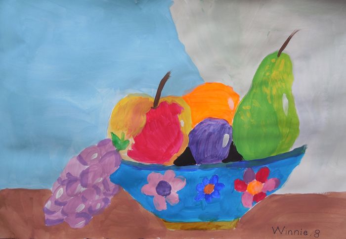 Art Studio PALETTE. Winnie Luan Picture.  Tempera Still Life Fruits & Vegi 