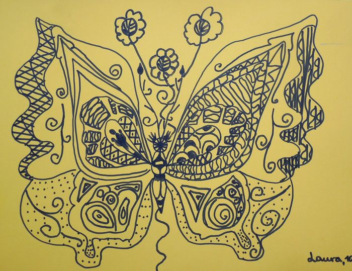 Art Studio PALETTE. Laura Zaviziena Picture.  Marker Animals Butterfly 