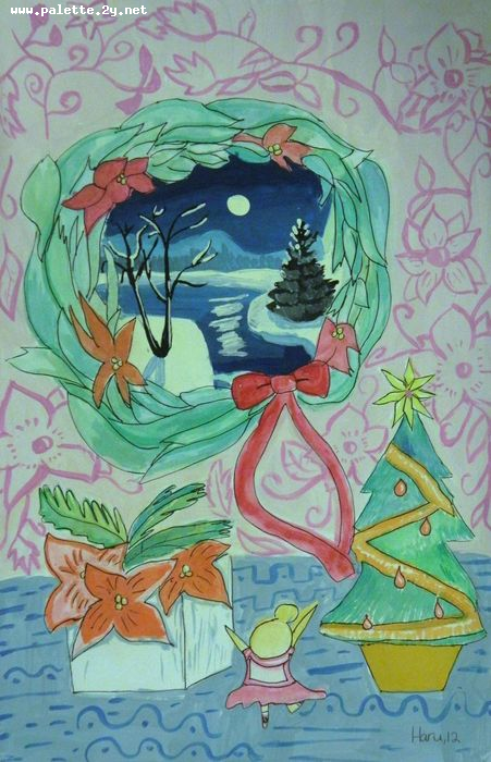 Art Studio PALETTE. Haru Yamanouchi Picture.  Watercolour, Ink Holidays Christmas 