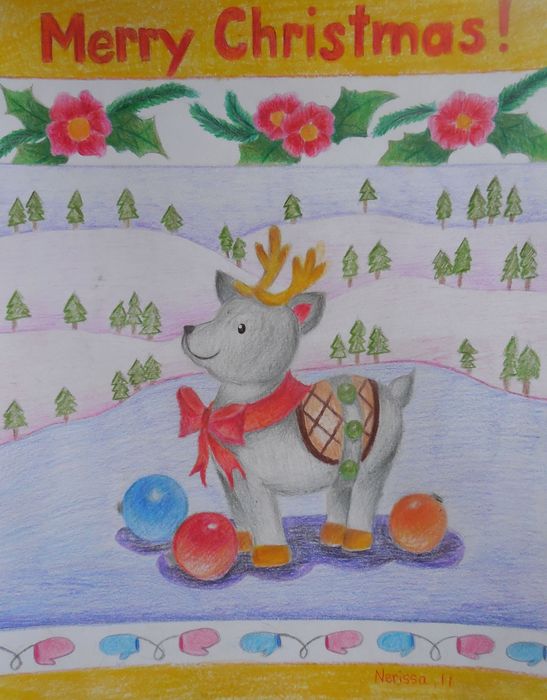 Art Studio PALETTE. Nerissa Wang Picture.  Coloured Pencil Holidays Christmas 